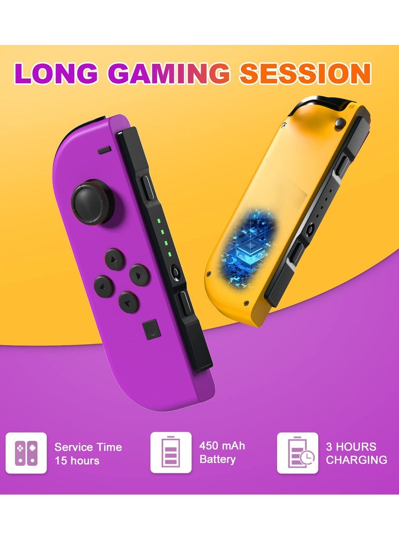 Wireless Joy-Con Controllers for Nintendo Switch, L/R Replacement Compatible with Switch/Lite/OLED, Joystick with Wake-up, Screenshot, and Dual Vibration (Yellow)