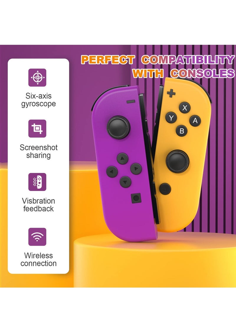 Wireless Joy-Con Controllers for Nintendo Switch, L/R Replacement Compatible with Switch/Lite/OLED, Joystick with Wake-up, Screenshot, and Dual Vibration (Yellow)