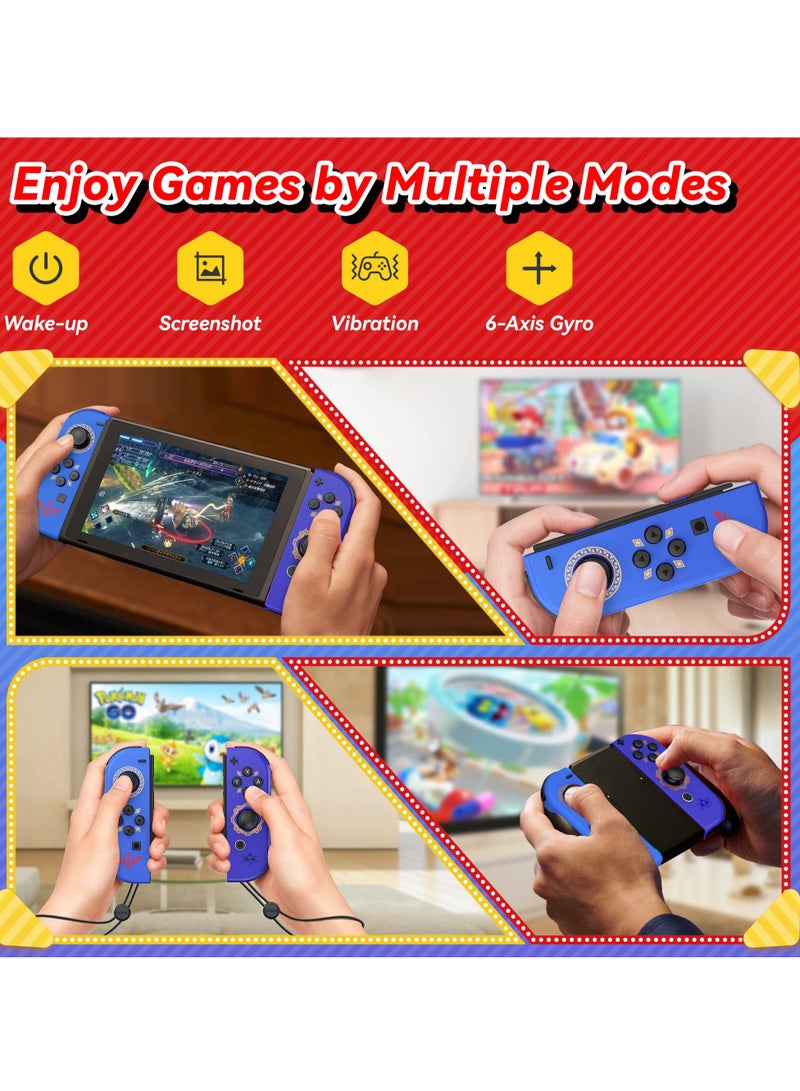 Wireless Joy-Con Controllers for Nintendo Switch, L/R Replacement Compatible with Switch/Lite/OLED, Joystick with Wake-up, Screenshot, and Dual Vibration (Dark Blue)