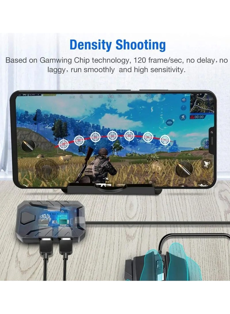 Mobile Game Keyboard and Mouse Adapter, PUBG/Call of Duty Controller Converter Wired/Wireless for Android/(iOS Less than 13.4)