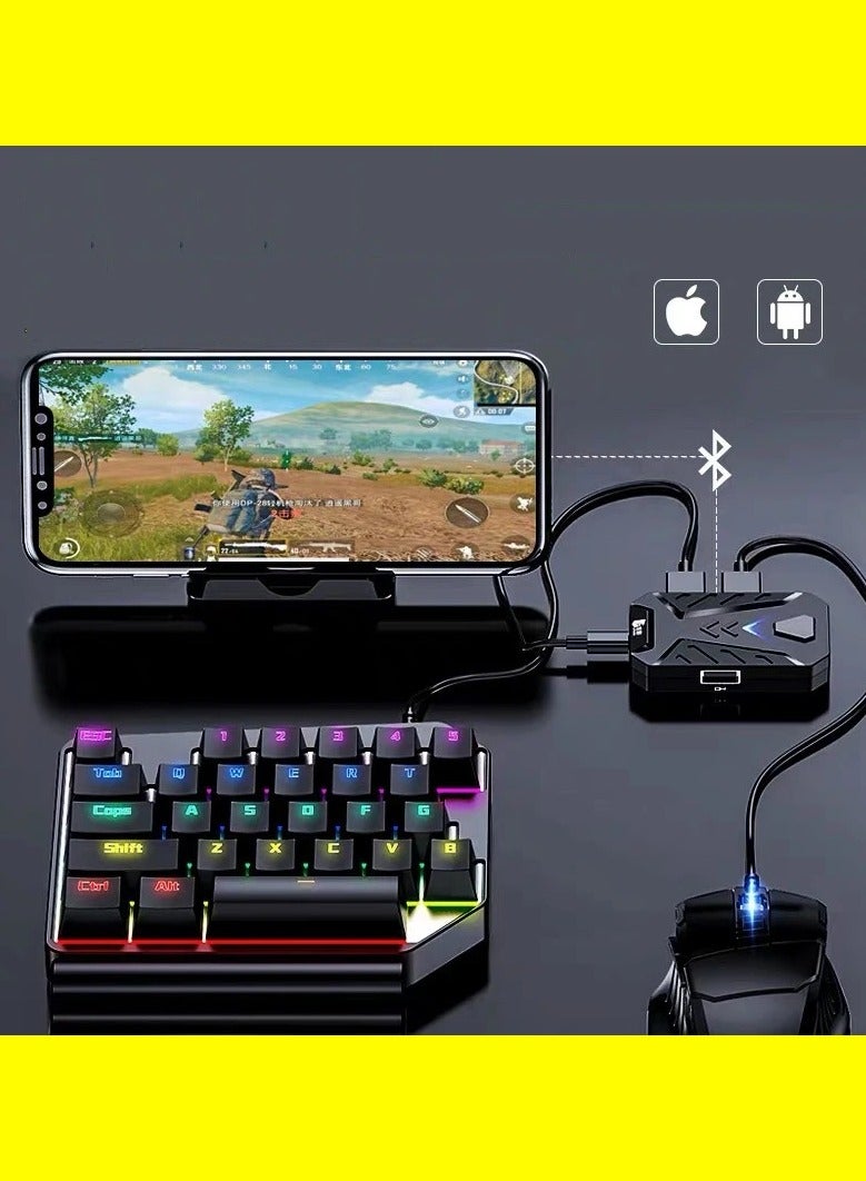 Mobile Game Keyboard and Mouse Adapter, PUBG/Call of Duty Controller Converter Wired/Wireless for Android/(iOS Less than 13.4)