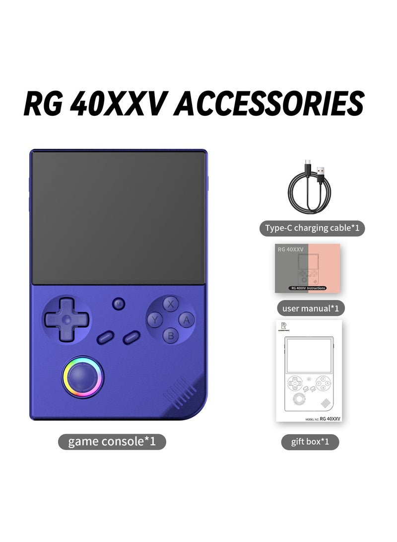 RG40XXV Handheld Game Console,4.0-inch IPS 640*480,64G/128G TF Card with 10,000+ Games,3200mAh 6+Hours Battery, Support Wireless Network (Blue 64G)