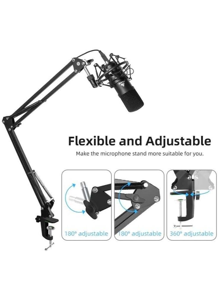 Maono AU-B01 Microphone Suspension Boom Scissor Arm Stand (Black)