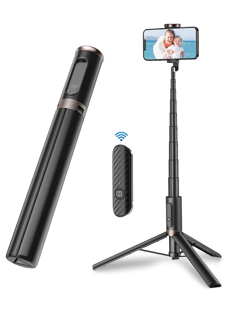 Mobile Phone Selfie Stick Tripod, Smartphone Stand All in One with Integrated Wireless Remote Control, Portable and Lightweight, Expandable Mobile Phone Tripod, Black