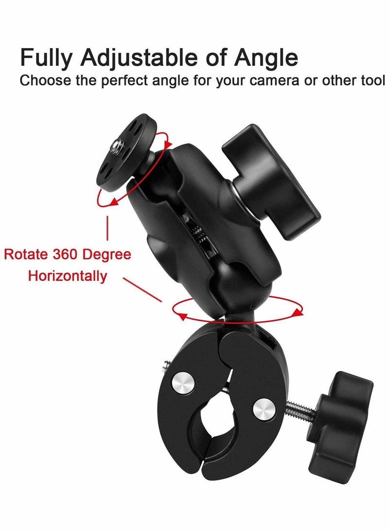 GoPro 10 Clamp Mount with Double Ball Head Adapter - 360 Degree Rotation Action Camera Clamp for Versatile Shooting Angles and Stability