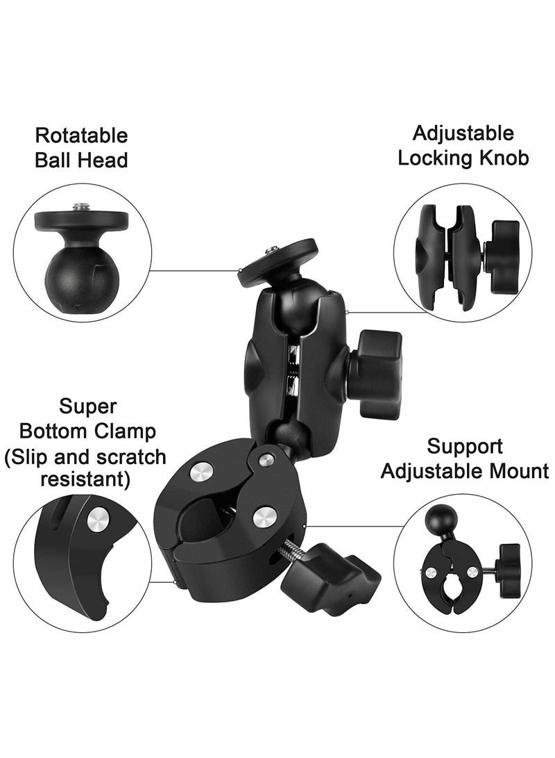 GoPro 10 Clamp Mount with Double Ball Head Adapter - 360 Degree Rotation Action Camera Clamp for Versatile Shooting Angles and Stability