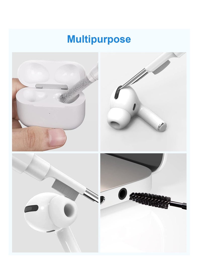 Multi-Function 8 in 1 Electronic Cleaner Kit for Earbuds, Phones, Keyboards, iPads, and Cameras in White