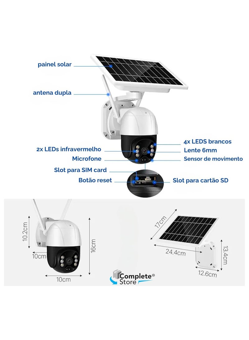 Wireless 4G LTE Solar Security Camera – Outdoor IP Camera with Rechargeable Battery, Color Night Vision, PIR Motion Detection, Alexa Support | Wireless CCTV Camera