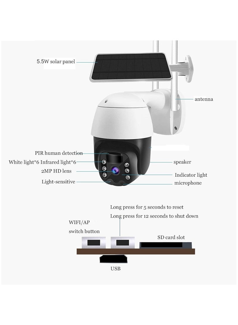 Wireless 4G LTE Solar Security Camera – Outdoor IP Camera with Rechargeable Battery, Color Night Vision, PIR Motion Detection, Alexa Support | Wireless CCTV Camera