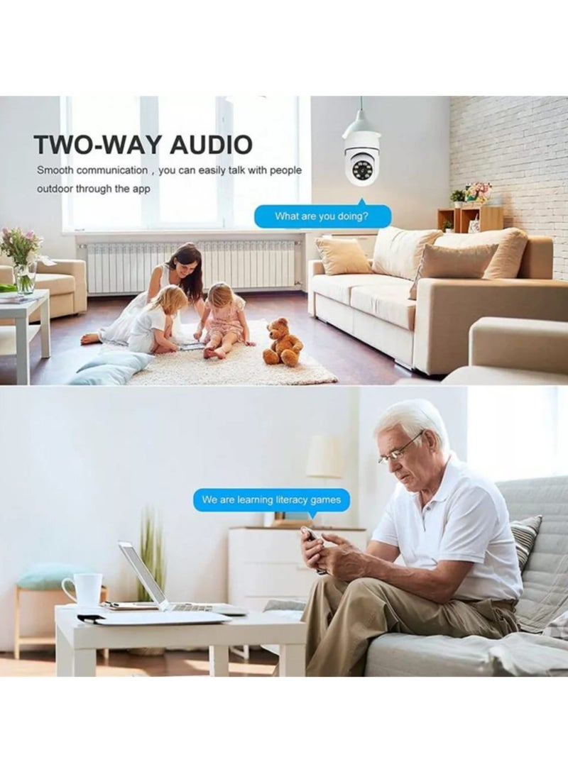 1080P Wireless Light Bulb Security Camera - 360° WiFi IP Camera for Home Indoor/Outdoor Security, Human Motion Detection, Two-Way Talk, Compatible with 2.4GHz & 5G WiFi