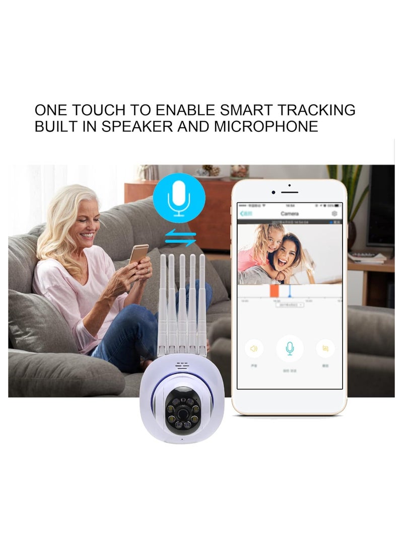 Smart Home Security Camera with 2.4GHz Wi-Fi, Motion Detection, 2-Way Audio, and Storage – Perfect for Baby and Pet Monitoring, Easy Setup, White