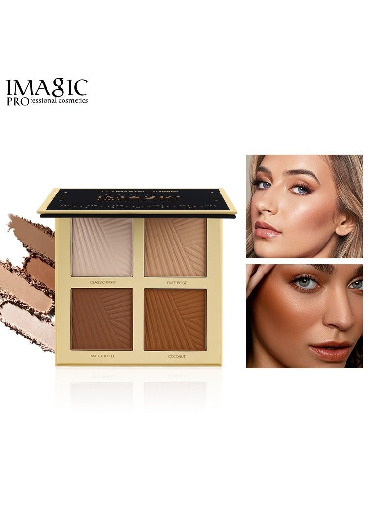 IMAGIC 4-Color Contour Powder Palette | Sculpt, Define & Highlight | Buildable, Matte Finish for All Skin Tones