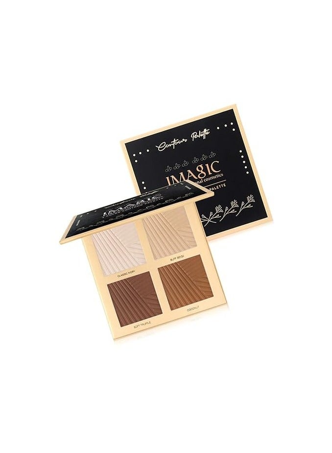 IMAGIC 4-Color Contour Powder Palette | Sculpt, Define & Highlight | Buildable, Matte Finish for All Skin Tones