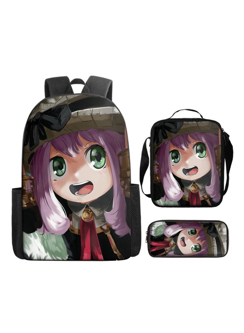 New Cute Cartoon Student Backpack Three-Piece Set 29*16*42cm