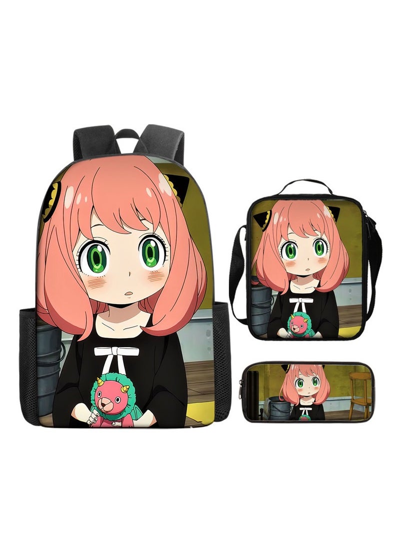 New Cute Cartoon Student Backpack Three-Piece Set 29*16*42cm