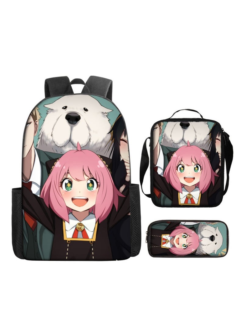 New Cute Cartoon Student Backpack Three-Piece Set 29*16*42cm