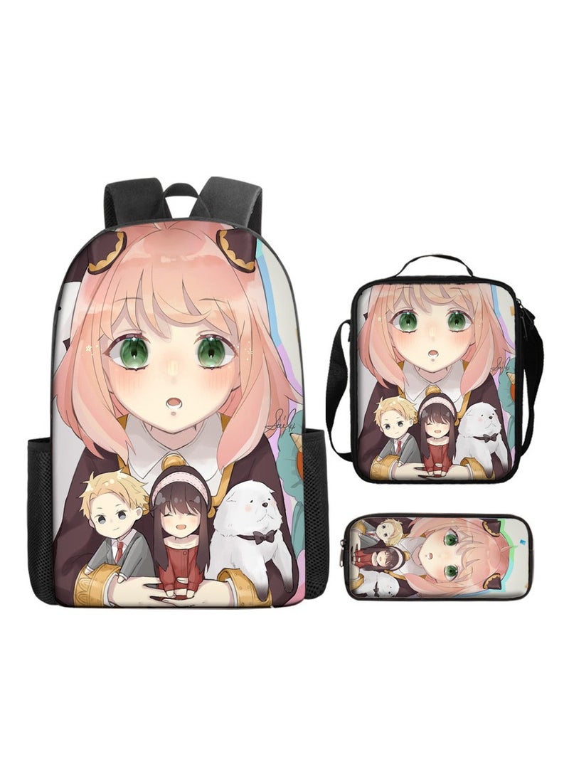 New Cute Cartoon Student Backpack Three-Piece Set 29*16*42cm