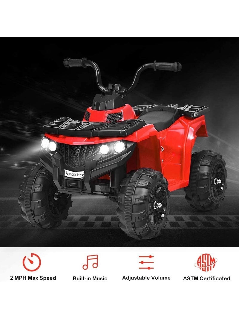 12V Battery Powered Electric ATV for Kids, 4-Wheeler Quad with Remote Control, LED Lights, 2 Speeds, Treaded Tires, Ride-On Vehicle for Boys & Girls