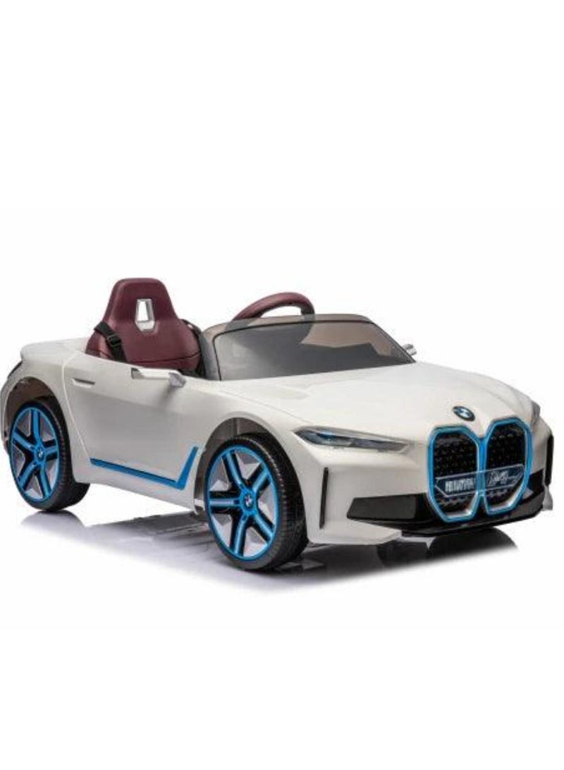 Licensed BMW i4 Electric Children's Vehicle – 12V7A Battery, Dual Motors, 2.4 GHz Remote Control, MP3 Player, Leather Seat, and EVA Wheels