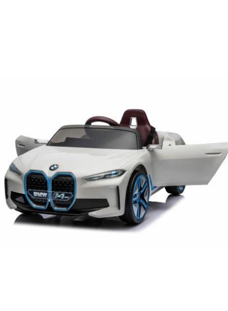 Licensed BMW i4 Electric Children's Vehicle – 12V7A Battery, Dual Motors, 2.4 GHz Remote Control, MP3 Player, Leather Seat, and EVA Wheels