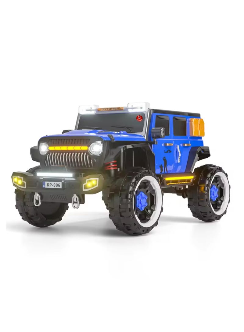 12V Kids Battery Operated 4X4 Heavy Duty Jumbo Ride-On Jeep – Electric Off-Road Toy Car with Remote Control, LED Lights, and Music for Toddlers.