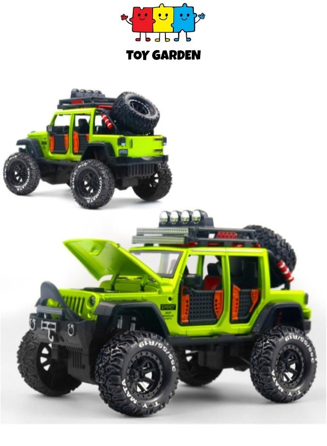 1:24 Scale Diecast Jeep Wrangler Off-Road Kings | Green Jeep Model for Collectors & Kids | Realistic Details & Durable Build