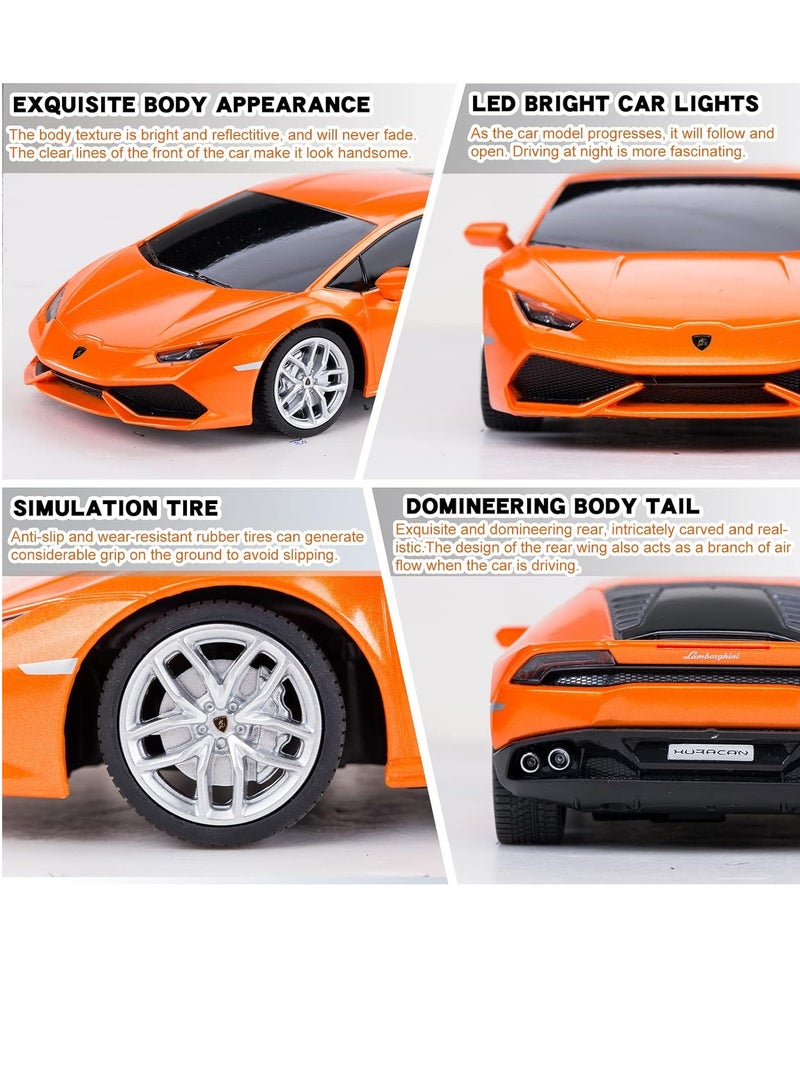 1:24 Scale Official Licensed Lamborghini HURACÁN LP610-4 Electric Remote Control Sport Racing Hobby Toy Car, RC Car Model Vehicle Gift for Boys, Girls, Teens and Adults - Orange