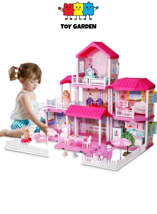 Dollhouse Dreamhouse Building Set for Girls | DIY House with Furniture, Movable Slides, Pets & Dolls | Creative Play & Ideal Gift