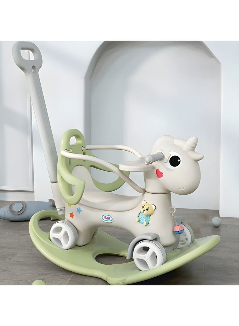 Rocking Horse 3 IN 1 Baby Rocking Horse Ride On Toys for Toddler 1-6 Years Balance Bike Toys for Balance Bike with 4 Silence Wheels with Sunshade