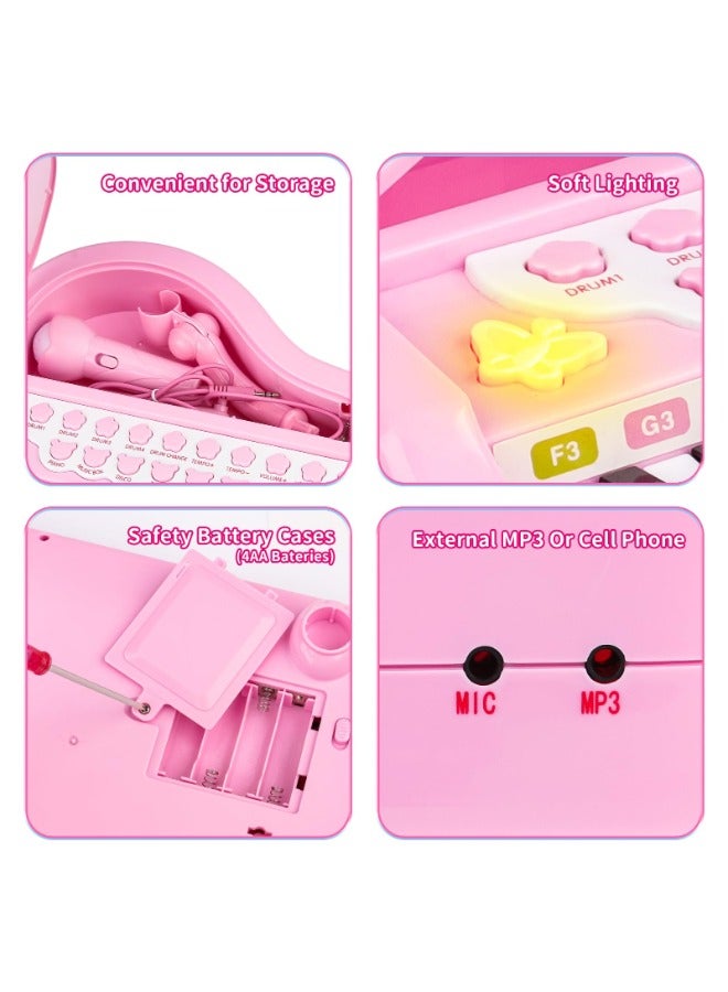 Toddler Piano Toy Keyboard Pink – 24-Key Multifunctional Toy Piano for Girls | Birthday Gift for 1-4 Year Old Kids