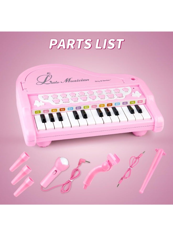 Toddler Piano Toy Keyboard Pink – 24-Key Multifunctional Toy Piano for Girls | Birthday Gift for 1-4 Year Old Kids