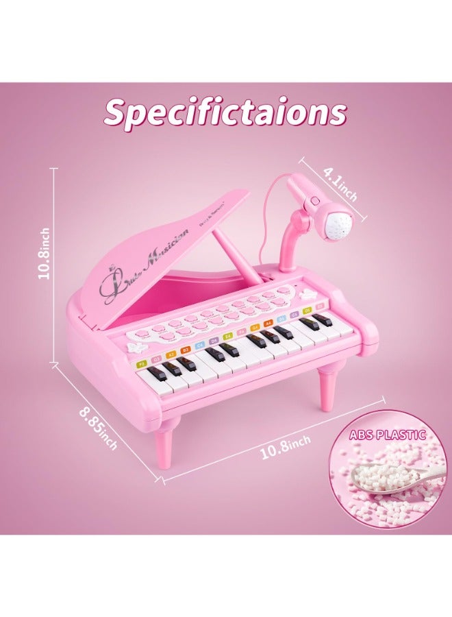Toddler Piano Toy Keyboard Pink – 24-Key Multifunctional Toy Piano for Girls | Birthday Gift for 1-4 Year Old Kids