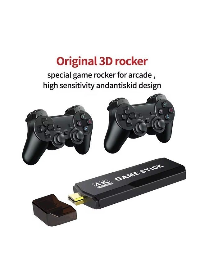 4K Smart Retro Gaming TV Stick with 10,000+ Games – Includes 32/64GB Storage and 2.4G Wireless Controllers.