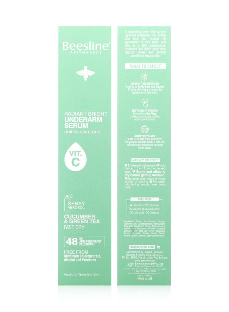 Anti-perspirant Deodorant Underarm Spray Serum With Cucumber and Green Tea 150ml