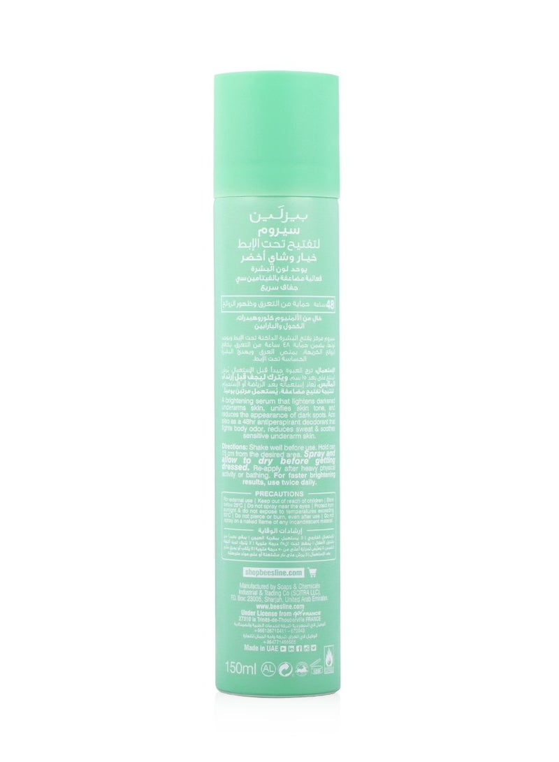 Anti-perspirant Deodorant Underarm Spray Serum With Cucumber and Green Tea 150ml
