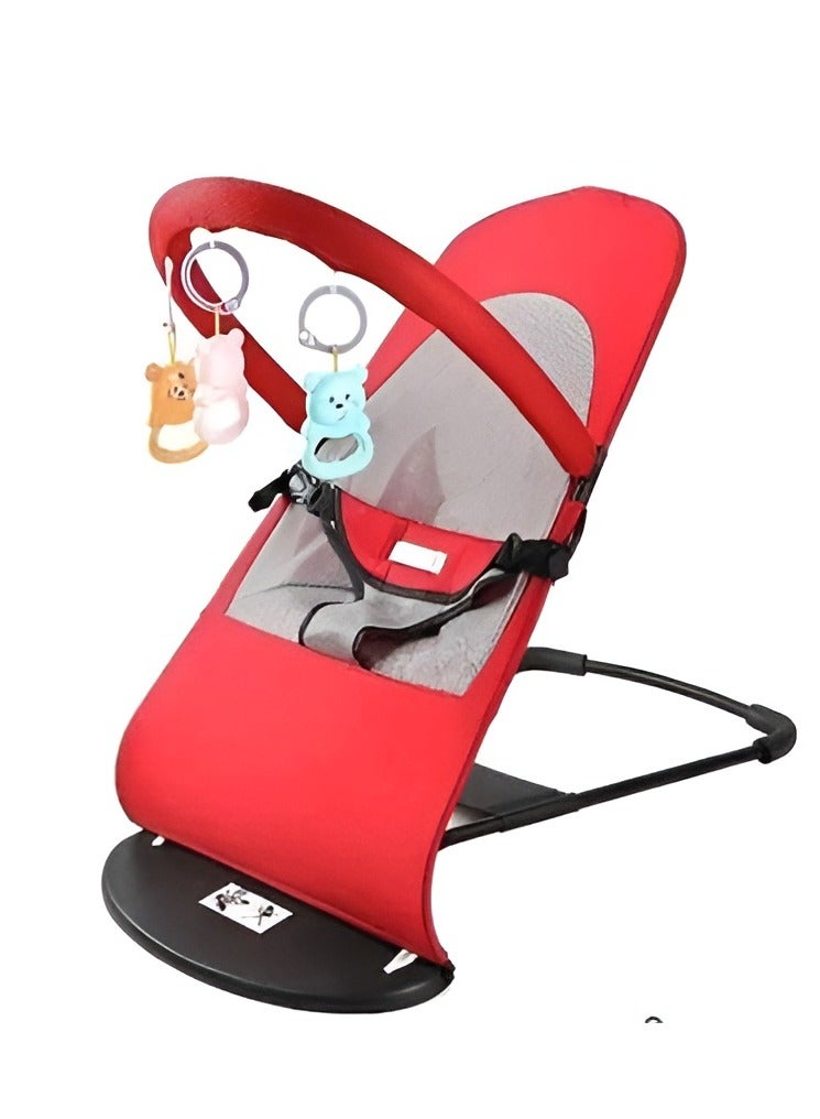 Baby Lounger & Folding Newborn Bouncer Cotton Infant Rocking Chair with Game Rack & Sleep Aid for 0 to18 Months Portable, Comfortable, and Ideal for Rest & Play