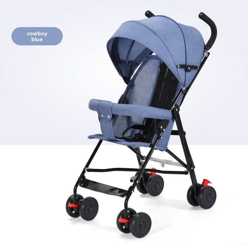 Compact Lightweight Baby Stroller, Easy Fold, Shock-Absorbent [Black Frame] ● Cowboy Blue ●