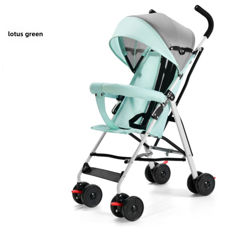 Compact Lightweight Baby Stroller, Easy Fold, Shock-Absorbent [White Frame] Mint Green ● ●