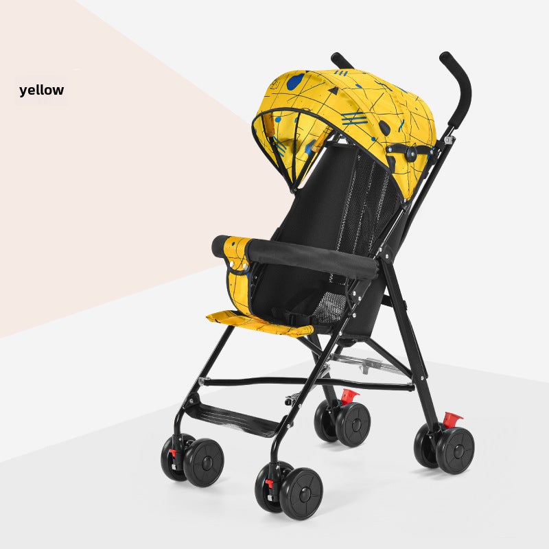 Compact Lightweight Baby Stroller, Easy Fold, Shock-Absorbent [Black Frame] ● Yellow ●