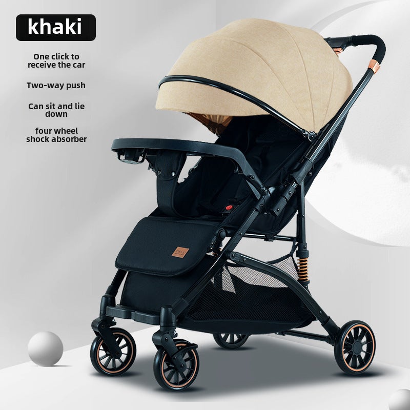 Lightweight Foldable Baby Stroller for Children [Khaki] ■ Ultimate Edition ■