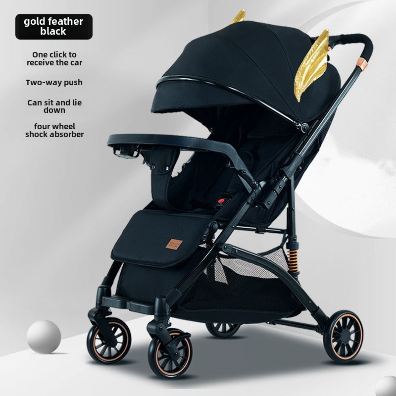 Lightweight Foldable Baby Stroller for Children [Golden Feather Black] ■ Ultimate Edition ■