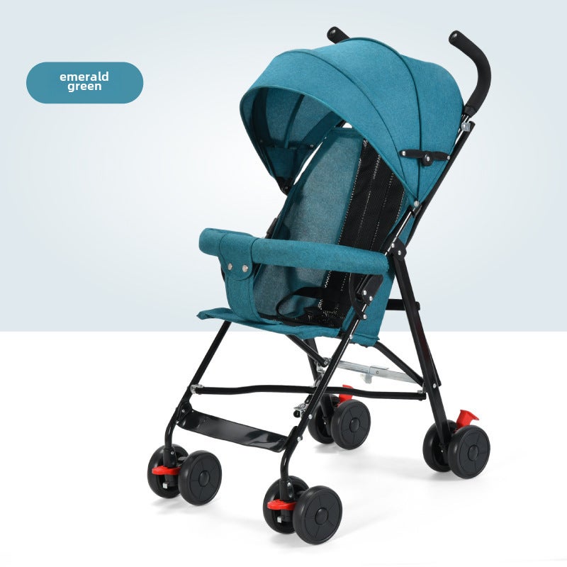 Compact Lightweight Baby Stroller, Easy Fold, Shock-Absorbent [Black Frame] ● Emerald Green ●