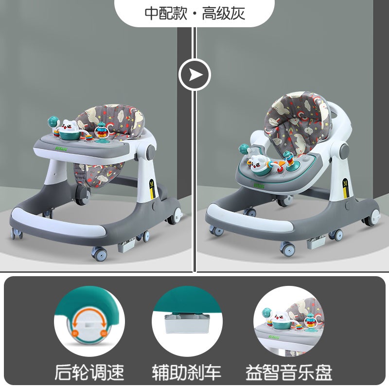 Multifunctional Baby Walker 7-18M Boys Girls E early education Music mysterious gray (toddler + walking aid) + no pedal