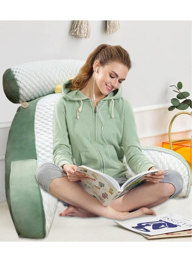 Bedside Sofa Pillow Backrest Reading Pillow Sitting Pillow Shredded Memory Foam Reading Pillow With Detachable Neck Roll