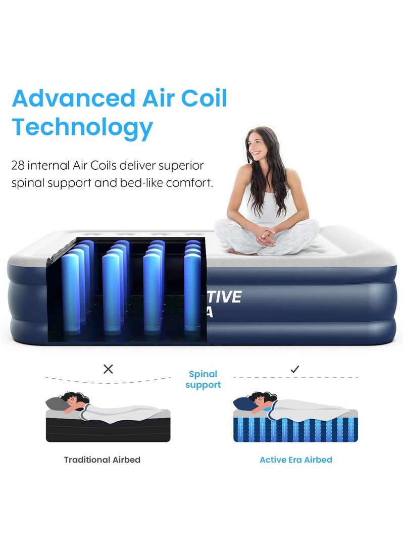 Inflatable Mattress - Premium Double Size Air Mattress With a Built-in Electric Pump and Pillow 137 x 195 x 38.5cm