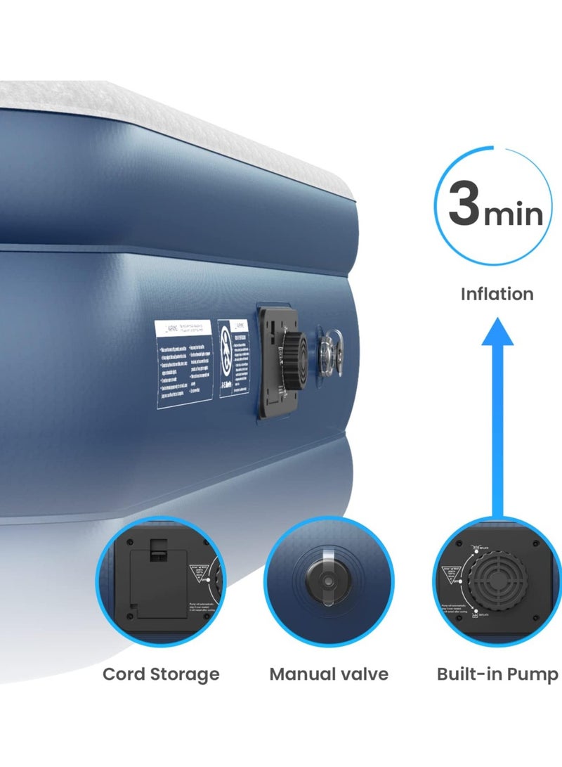 Inflatable Mattress - Premium Double Size Air Mattress With a Built-in Electric Pump and Pillow 137 x 195 x 38.5cm