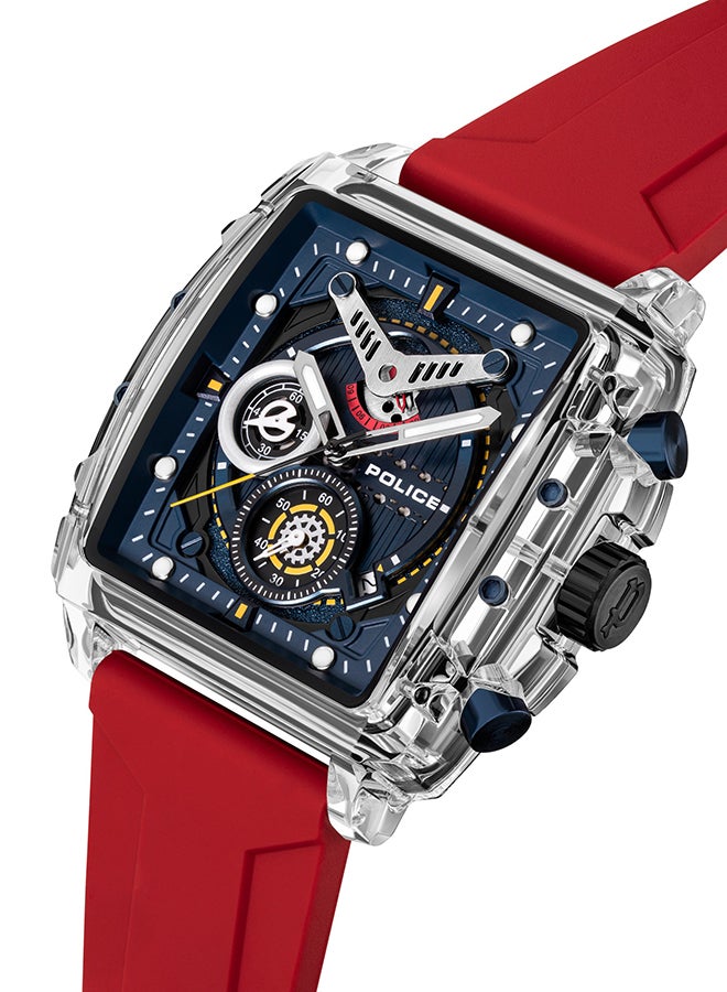 Men's Clout Black, Red, Yellow, White Silicone Strap Gents Chronograph Watch With Nylon Fiber Case