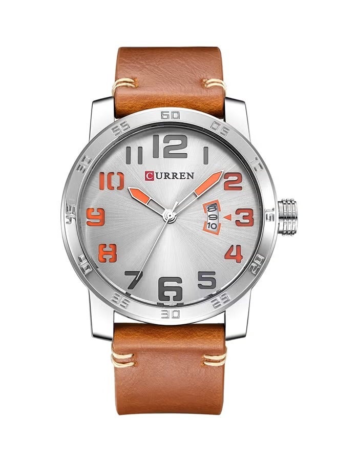 Men's Quartz Watch - Classic Round Dial, Leather Band, Calendar Function, Water-Resistant, Casual & Business Wristwatch