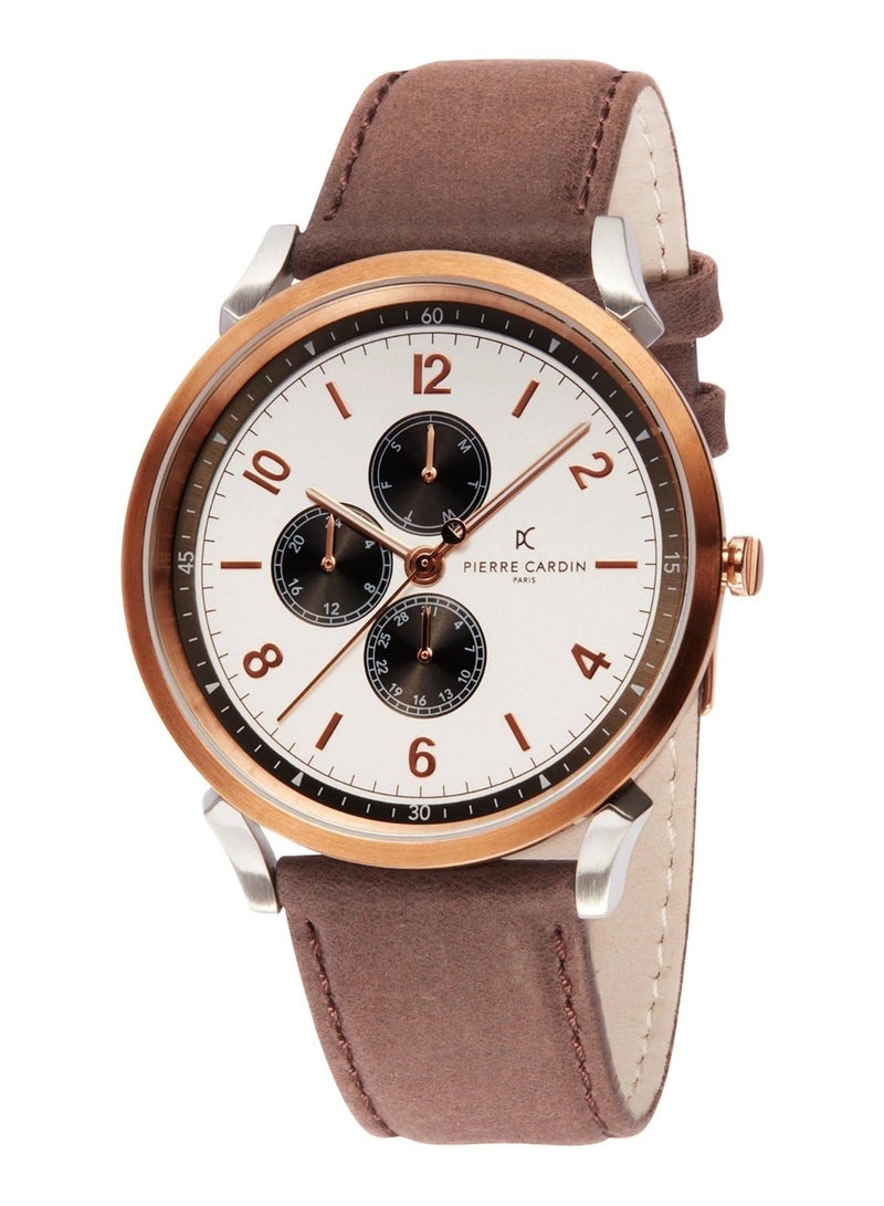 Pierre Cardin Stainless Steel Analog Men's Watch With Brown Leather Band CPI.2022