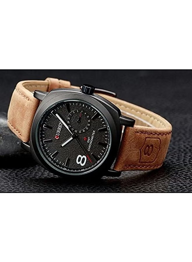 Men's Water Resistant Leather Analog Wrist Watch